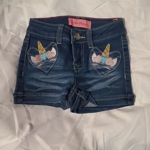 NEW Cutie Patootie Hearts Unicorn Jean Shorts